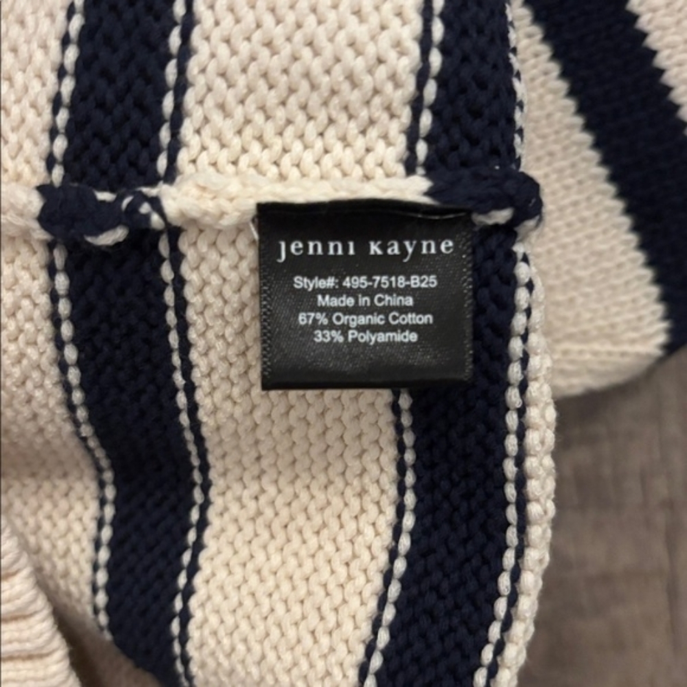 NWOT Jenni Kayne Cotton Kate V-Neck Sweater Ivory Navy Stripe XS-S Oversized - Picture 5 of 10